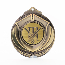 Two Tone Cricket Medal 50mm Gold