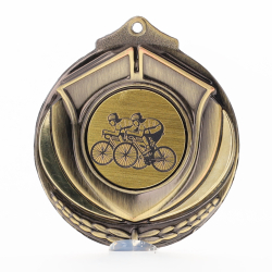 Two Tone Cycling Medal 50mm Gold
