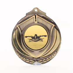 Two Tone Medal Female Swimmer 50mm Gold