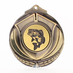 Two Tone Fishing Medal 50mm Gold