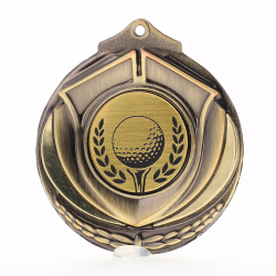 Two Tone Golf Medal 50mm Gold