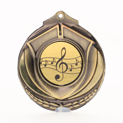 Two Tone Music Medal 50mm Gold