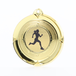 Deluxe Female Runner Medal 50mm Gold