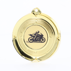 Deluxe Motorbike Medal 50mm Gold