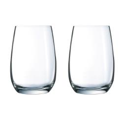 Pair of 370ml Arcoroc Stemless Wine Glasses