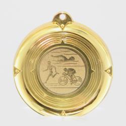 Deluxe Triathlon Medal 50mm Gold