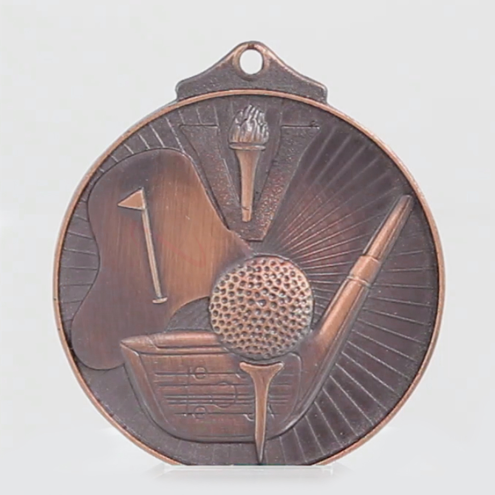 Embossed Golf Medal 52mm Bronze