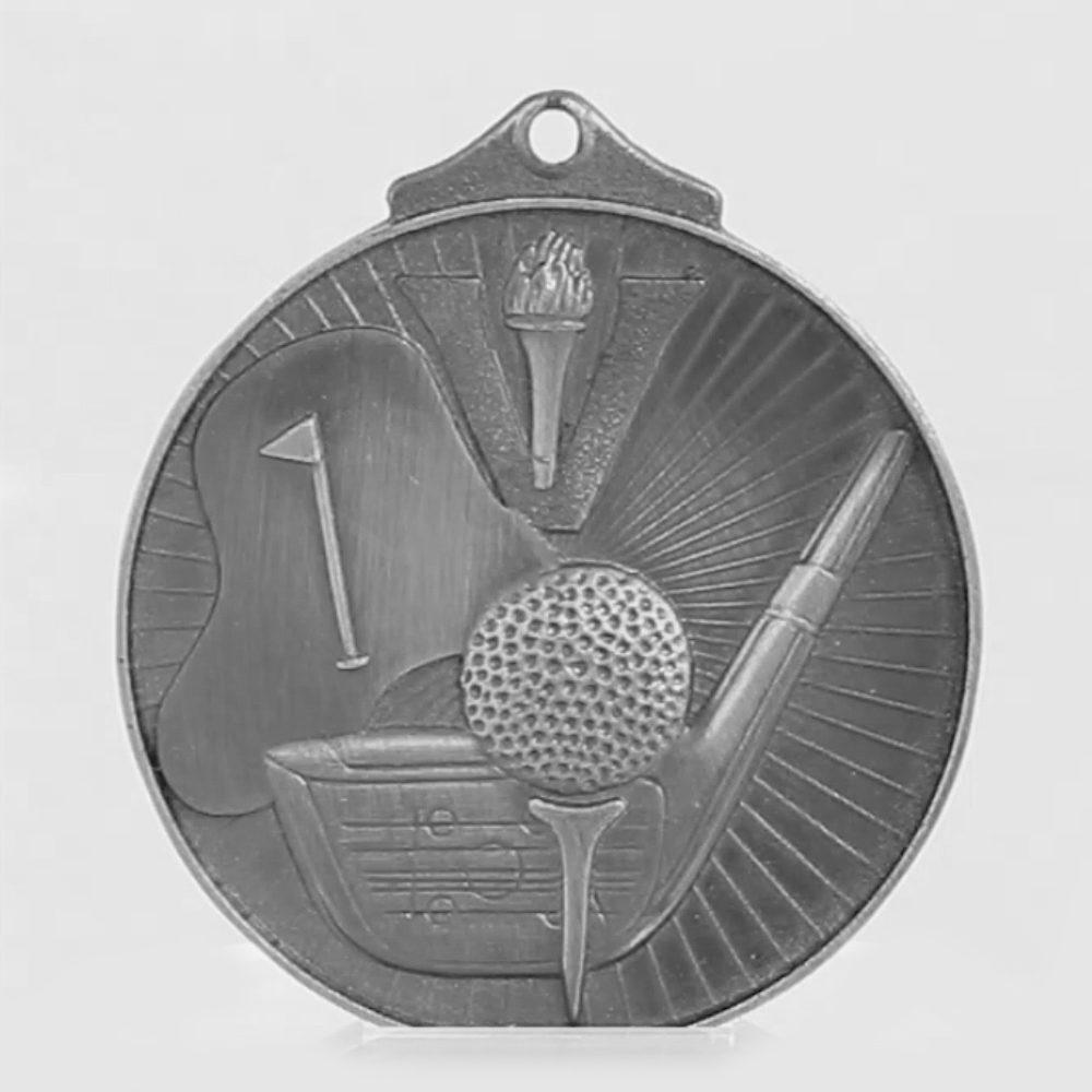 Embossed Golf Medal 52mm Silver