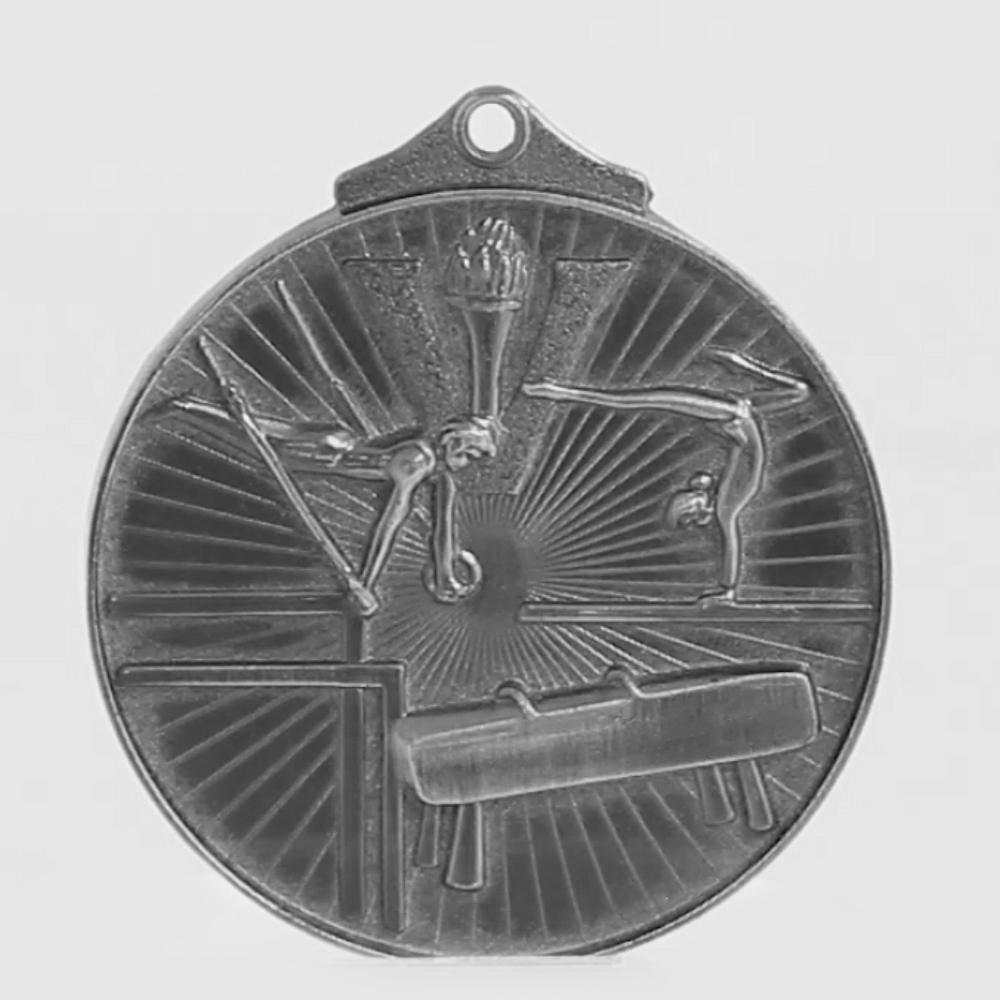 Embossed Gymnastics Medal 52mm Silver