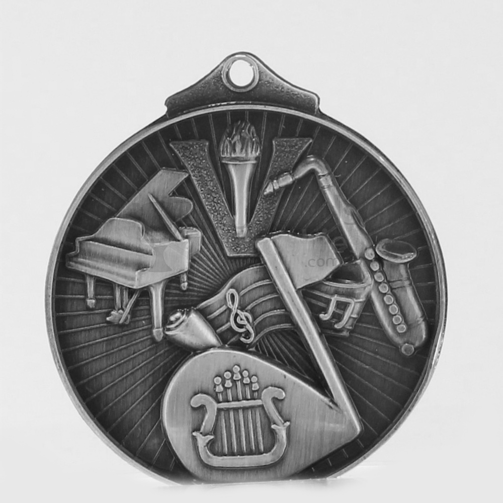 Embossed Music Medal 52mm Silver