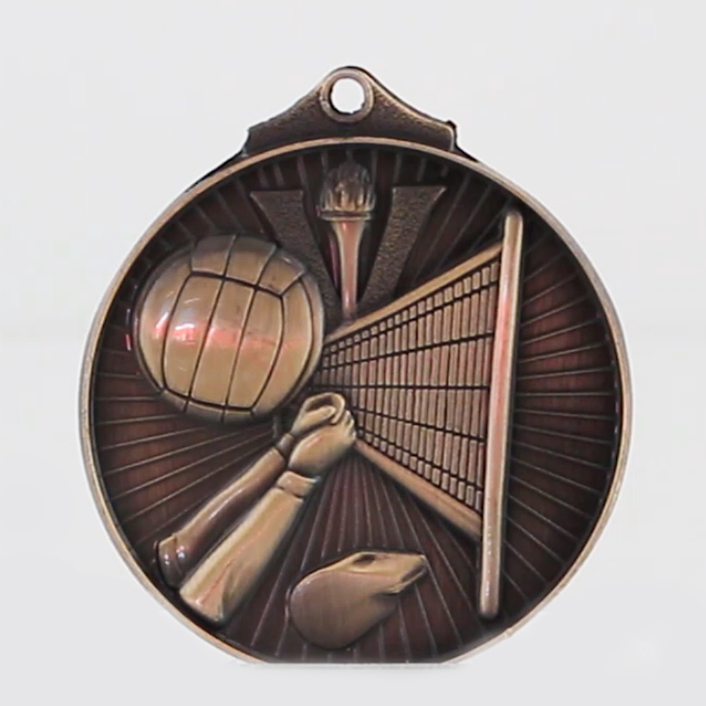 Embossed Volleyball Medal 52mm Bronze