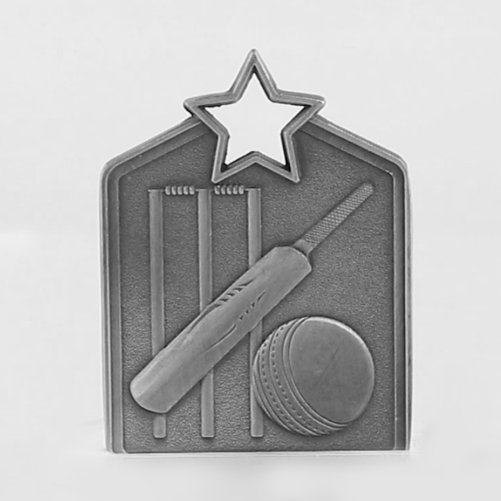 Shield Medal Cricket 60mm Silver