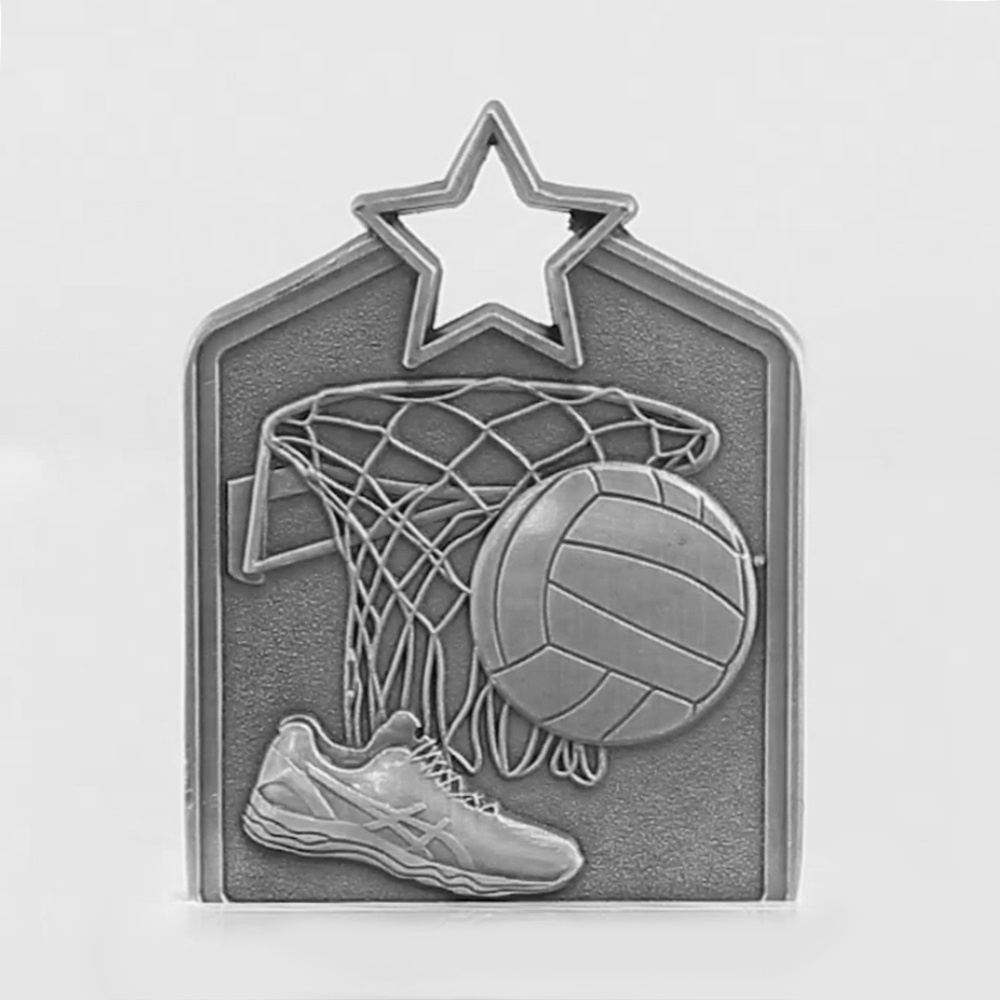 Shield Medal Netball 60mm Silver