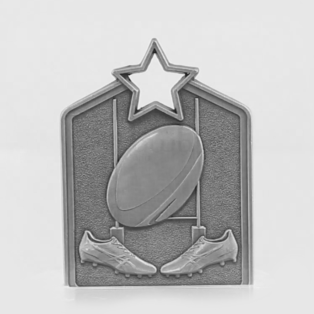 Shield Medal Rugby 60mm Silver