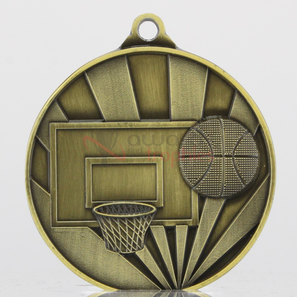 Sunrise Basketball Medal 70mm Gold 