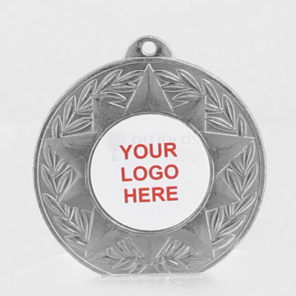 Decagram Personalised Medal 50mm - Shiny Silver