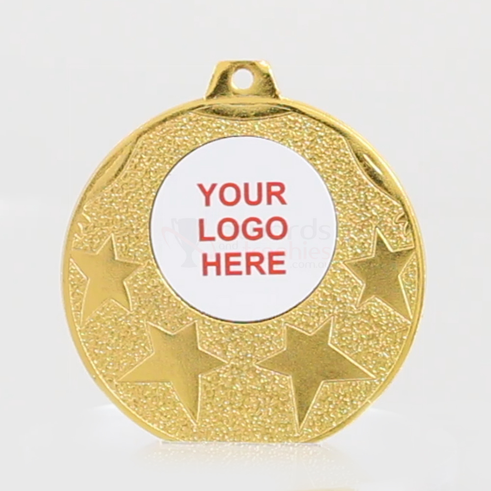 Starburst Personalised Medal 50mm - Shiny Gold