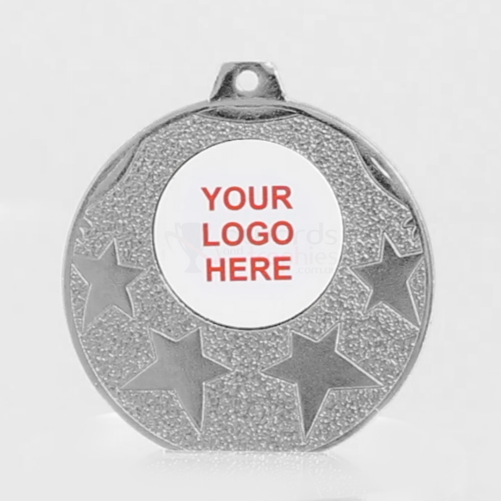 Starburst Personalised Medal 50mm - Shiny Silver