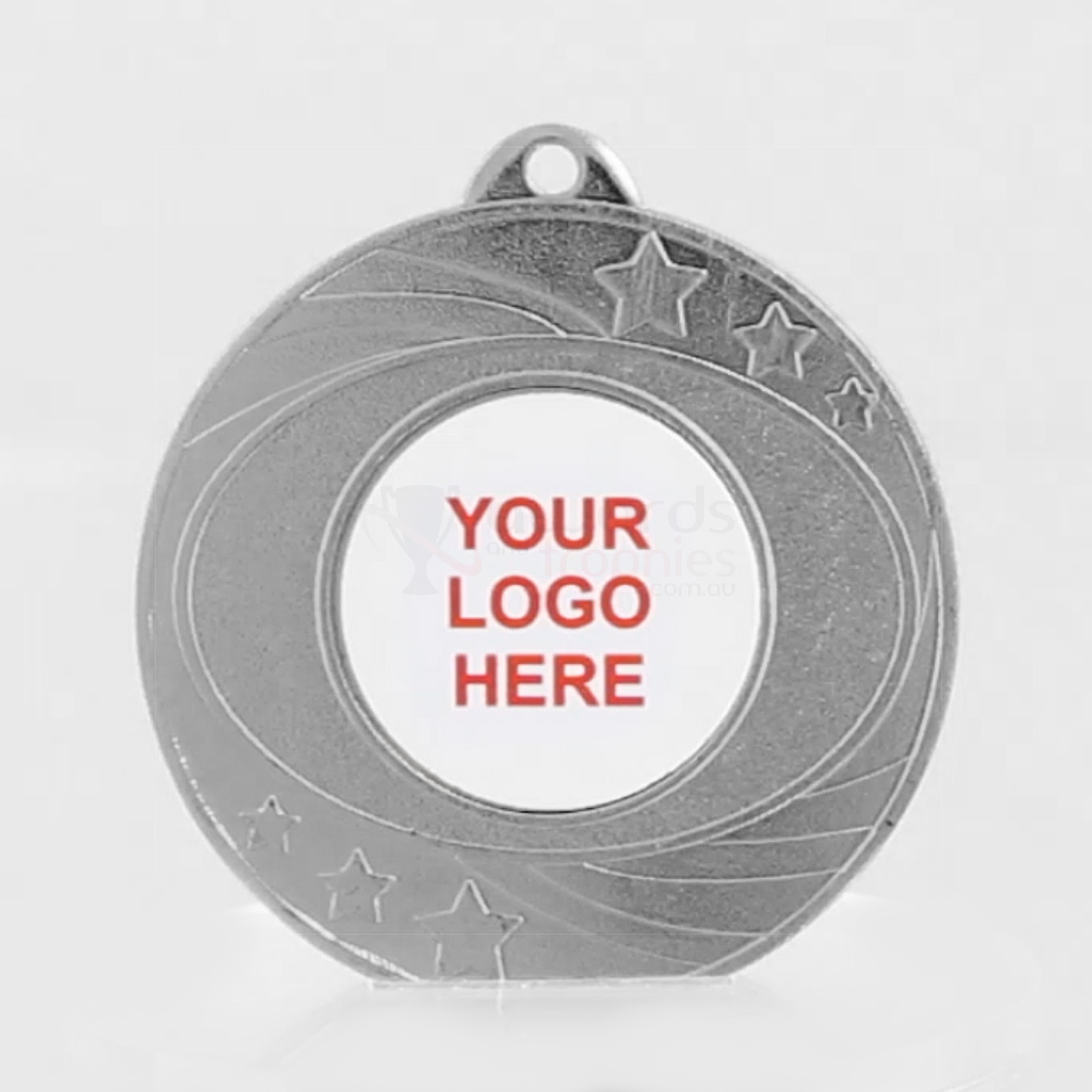 Elliptical Personalised Medal 50mm - Shiny Silver