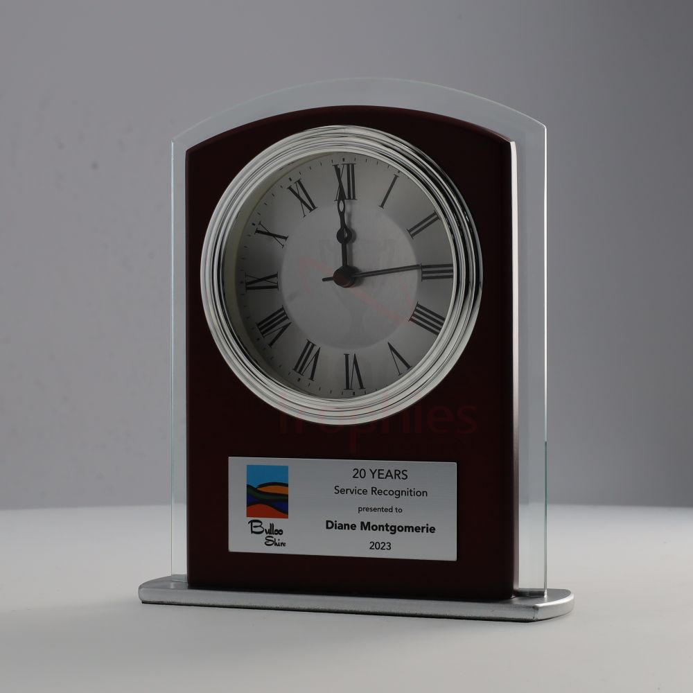 Glass and Rosewood Clock - 165mm