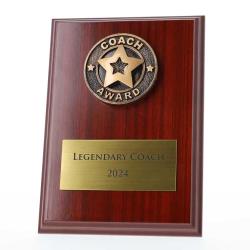 Coach Award Walnut Plaque 150mm