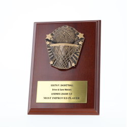 Cosmos Basketball Walnut Plaque 150mm