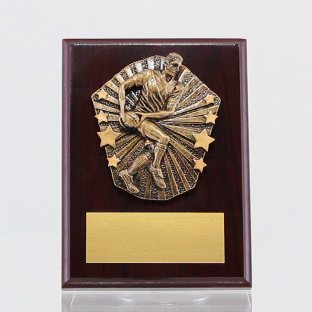 Cosmos Rugby Male Walnut Plaque 150mm