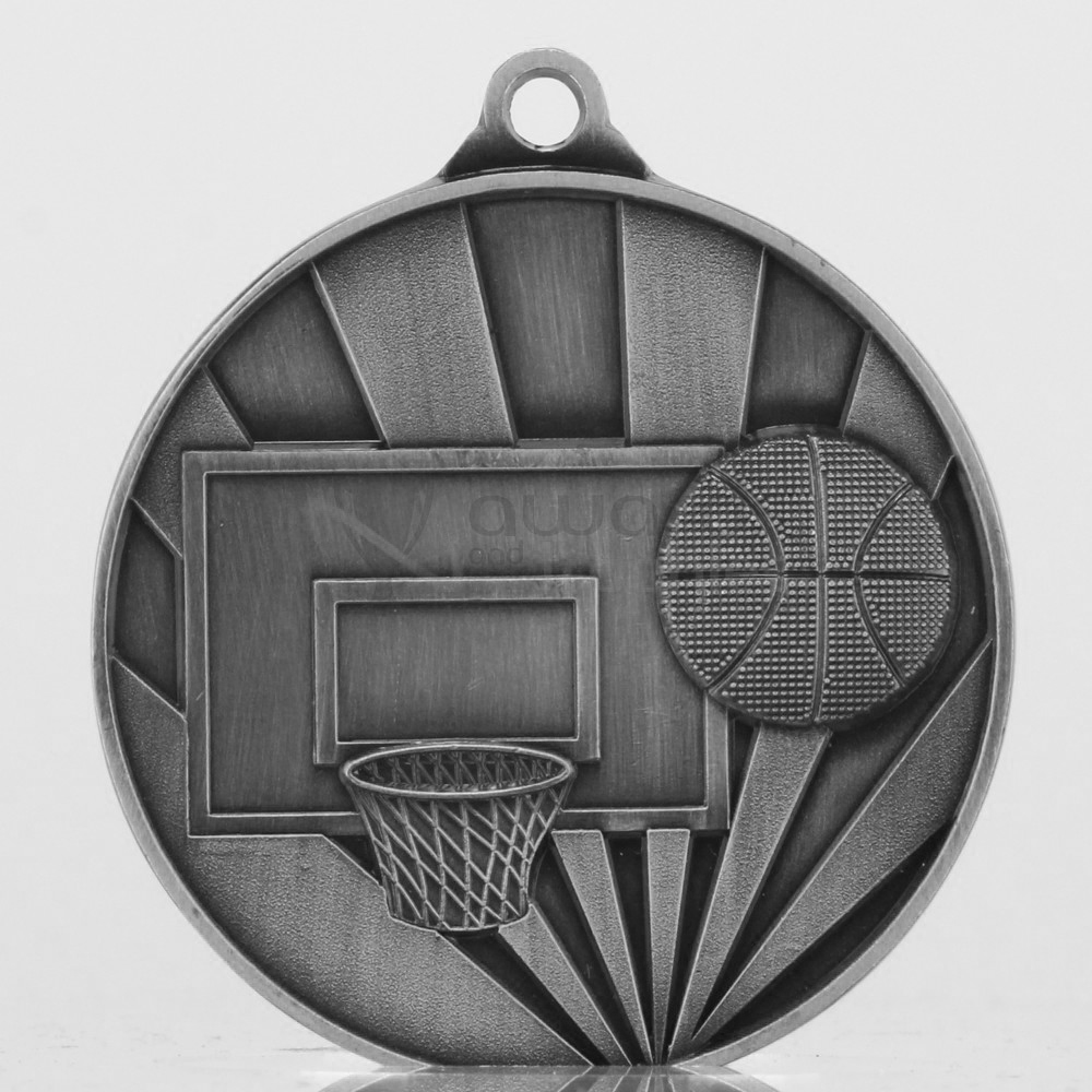 Sunrise Basketball Medal 70mm Silver 