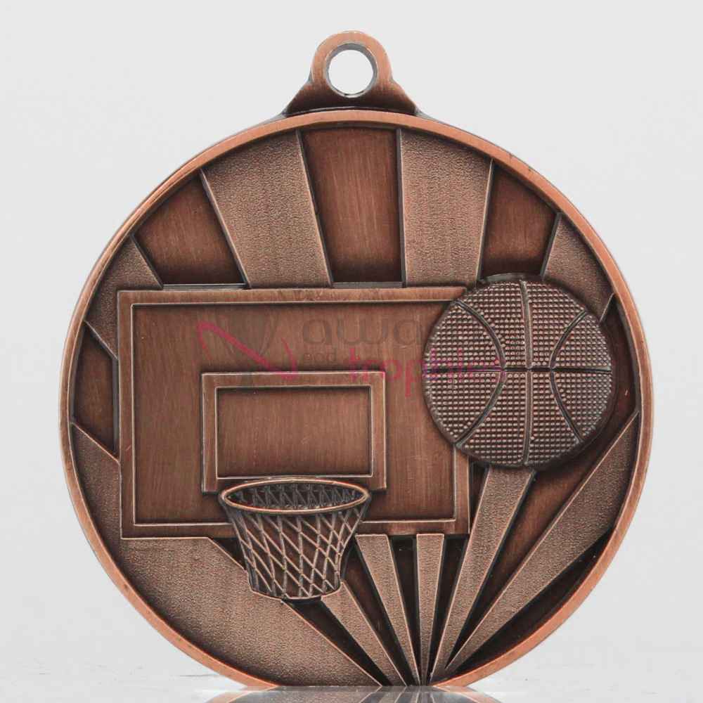 Sunrise Basketball Medal 70mm Bronze 