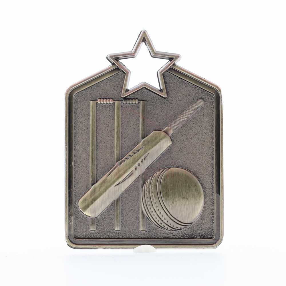 Shield Medal Cricket 60mm Gold