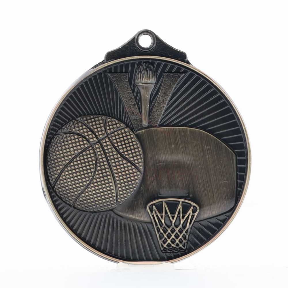 Embossed Basketball Medal 52mm Gold