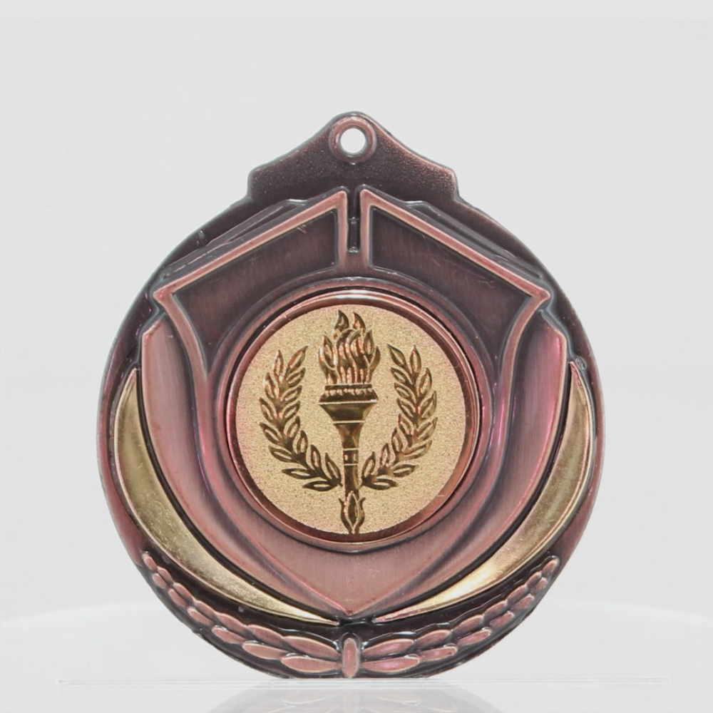 Two Tone Victory Torch Medal 50mm Bronze