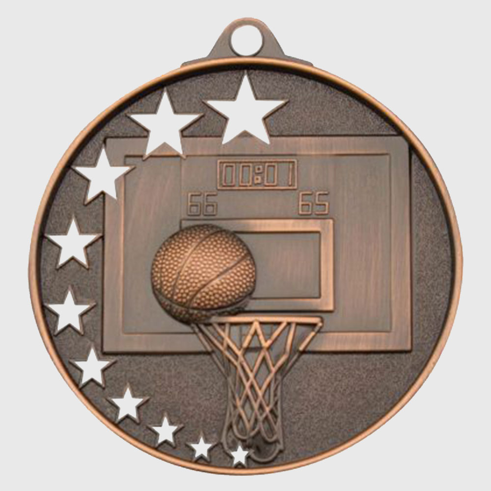 Star Basketball Medal 52mm Bronze