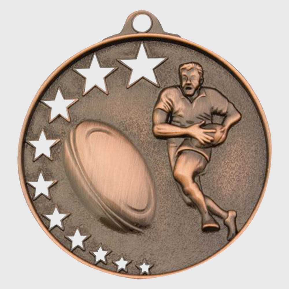 Star Rugby/Touch Medal 52mm Bronze