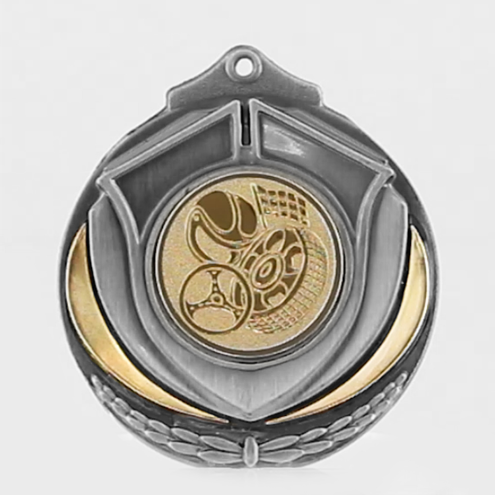 Two Tone Motorsport Medal 50mm Silver