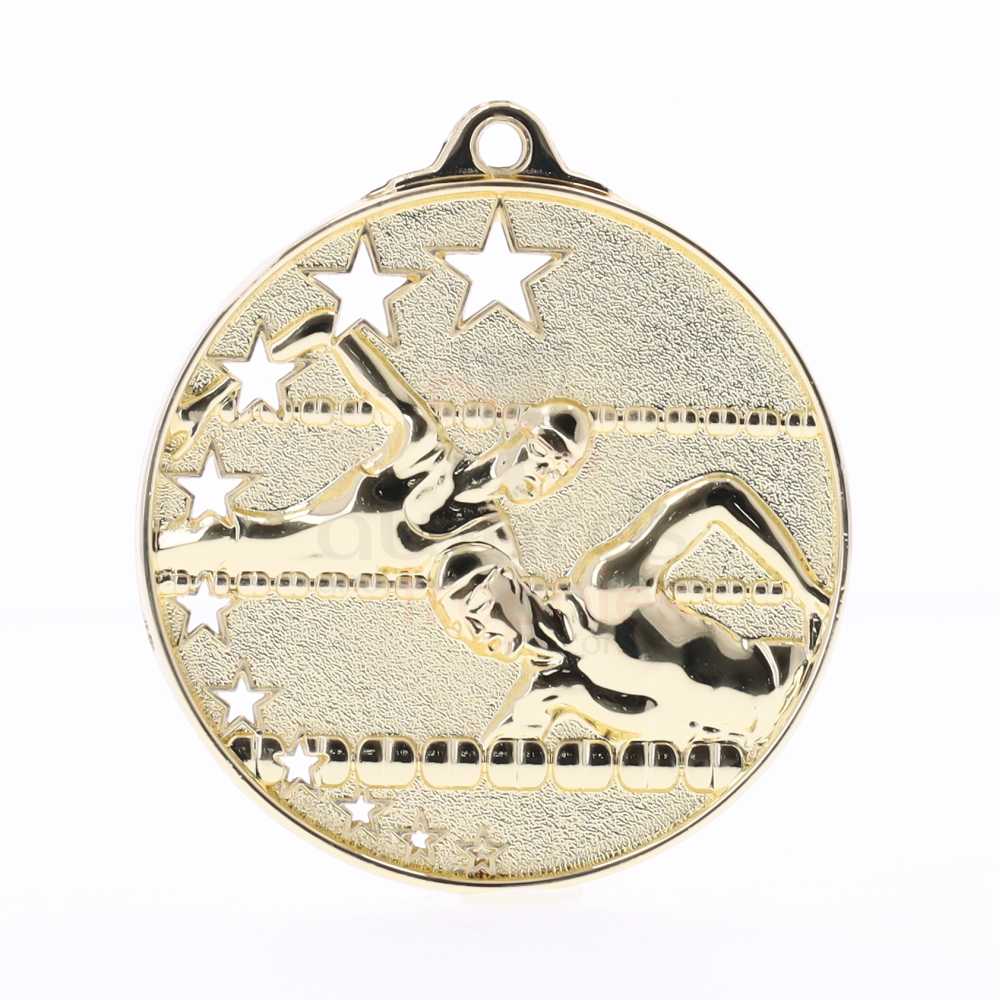 Star Swimming Medal 50mm Gold