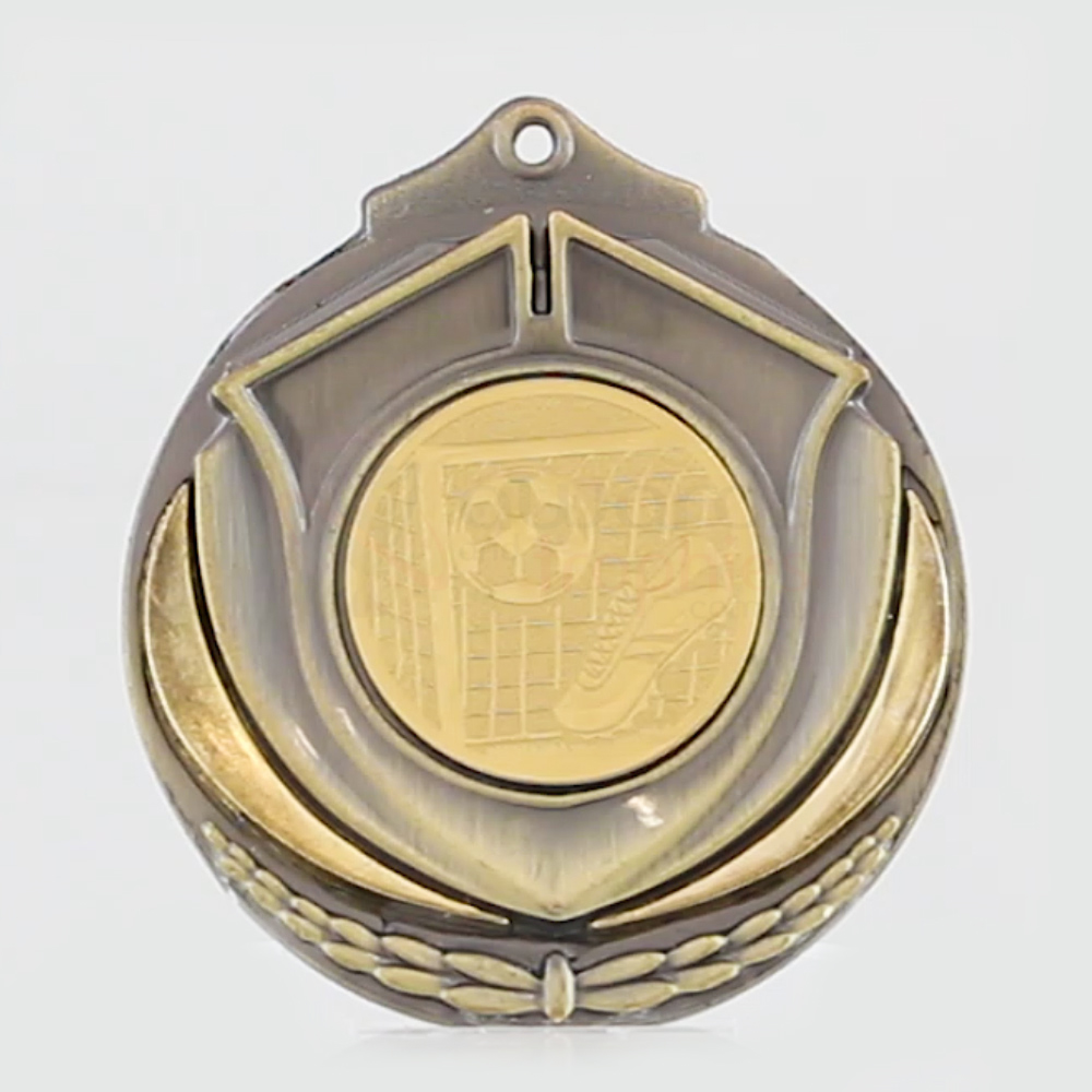Two Tone Soccer Medal 50mm Gold