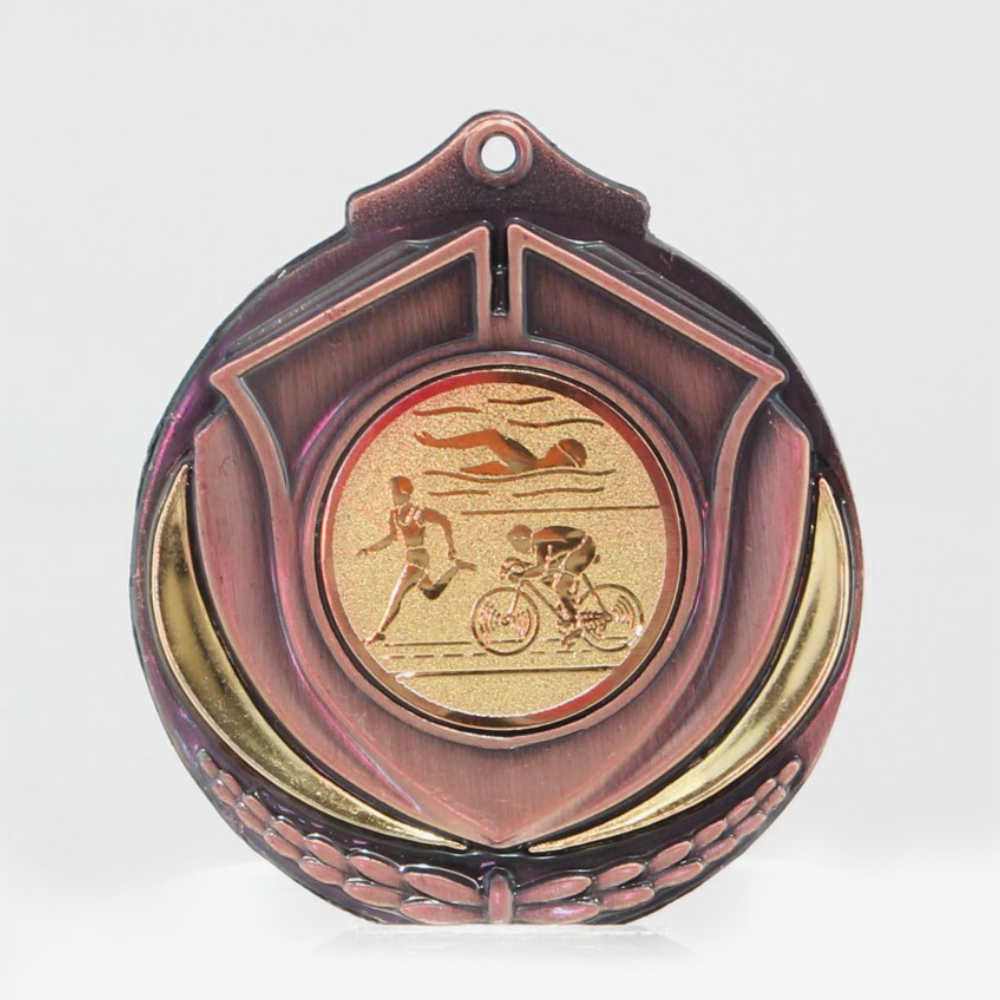 Two Tone Triathlon Medal 50mm Bronze