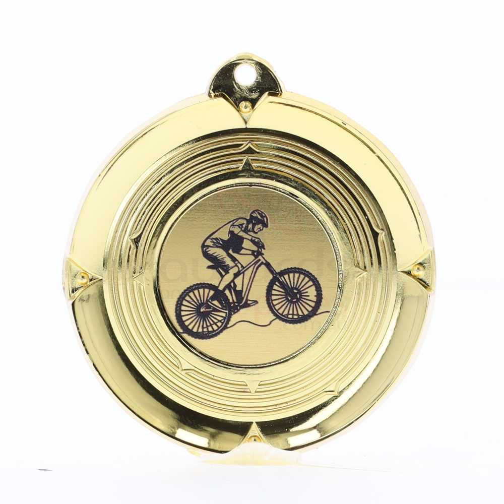Deluxe Mountain Bike Medal 50mm Gold