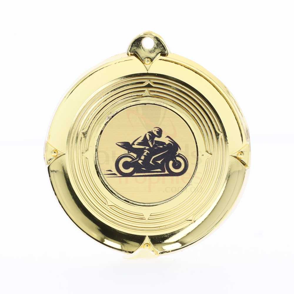 Deluxe Motorbike Medal 50mm Gold