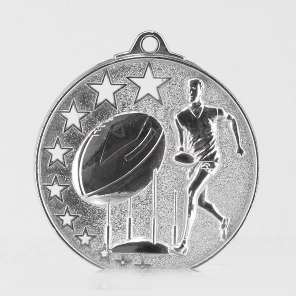 Aussie Rules Star Medal 50mm Silver