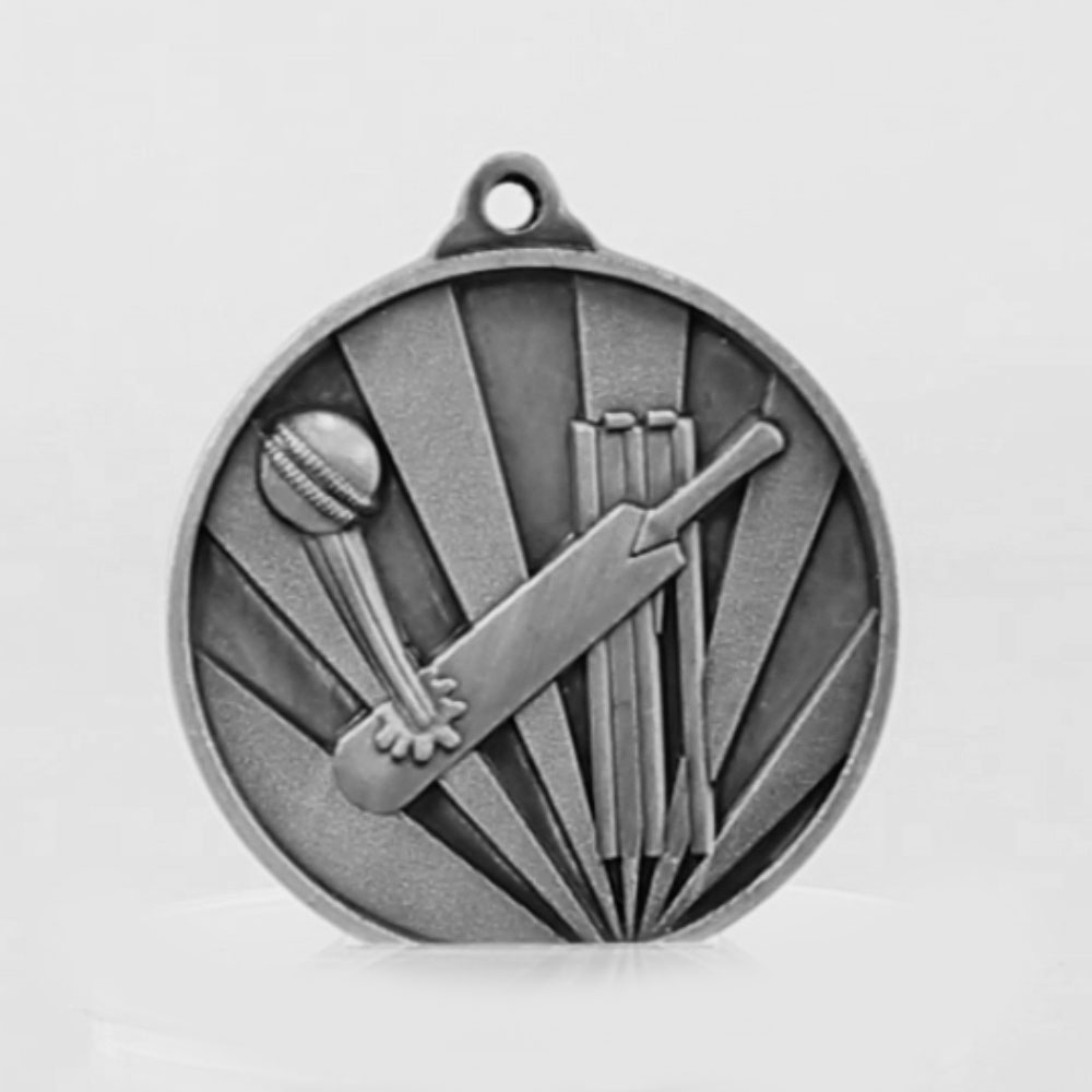 Sunrise Cricket Medal 50mm Silver