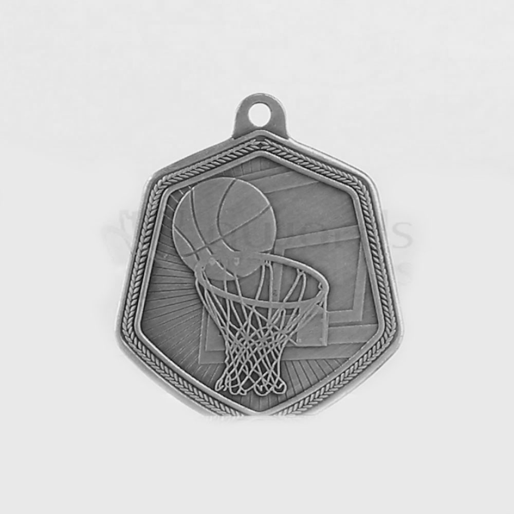 Basketball Falcon Medal Silver 65mm