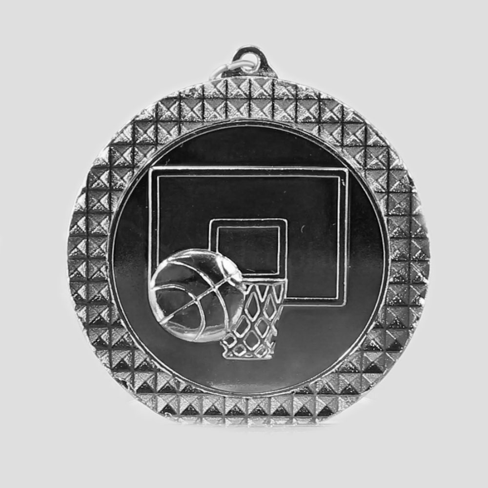 Basketball Facet Medal Silver 70mm