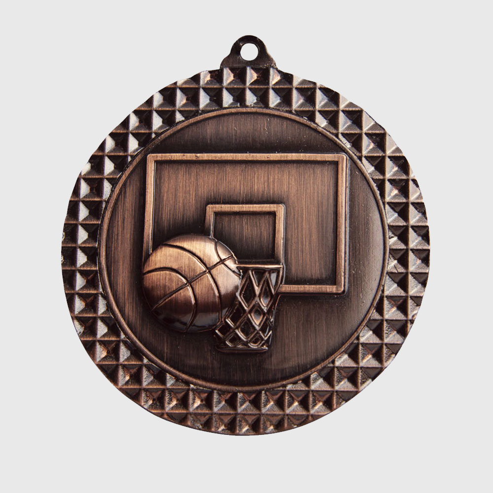 Basketball Facet Medal Bronze 70mm