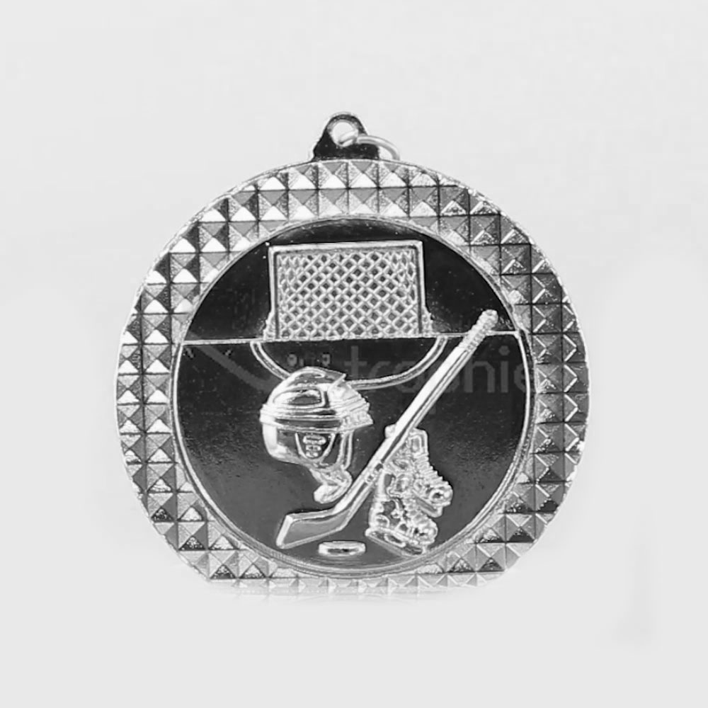 Ice Hockey Facet Medal Silver 70mm