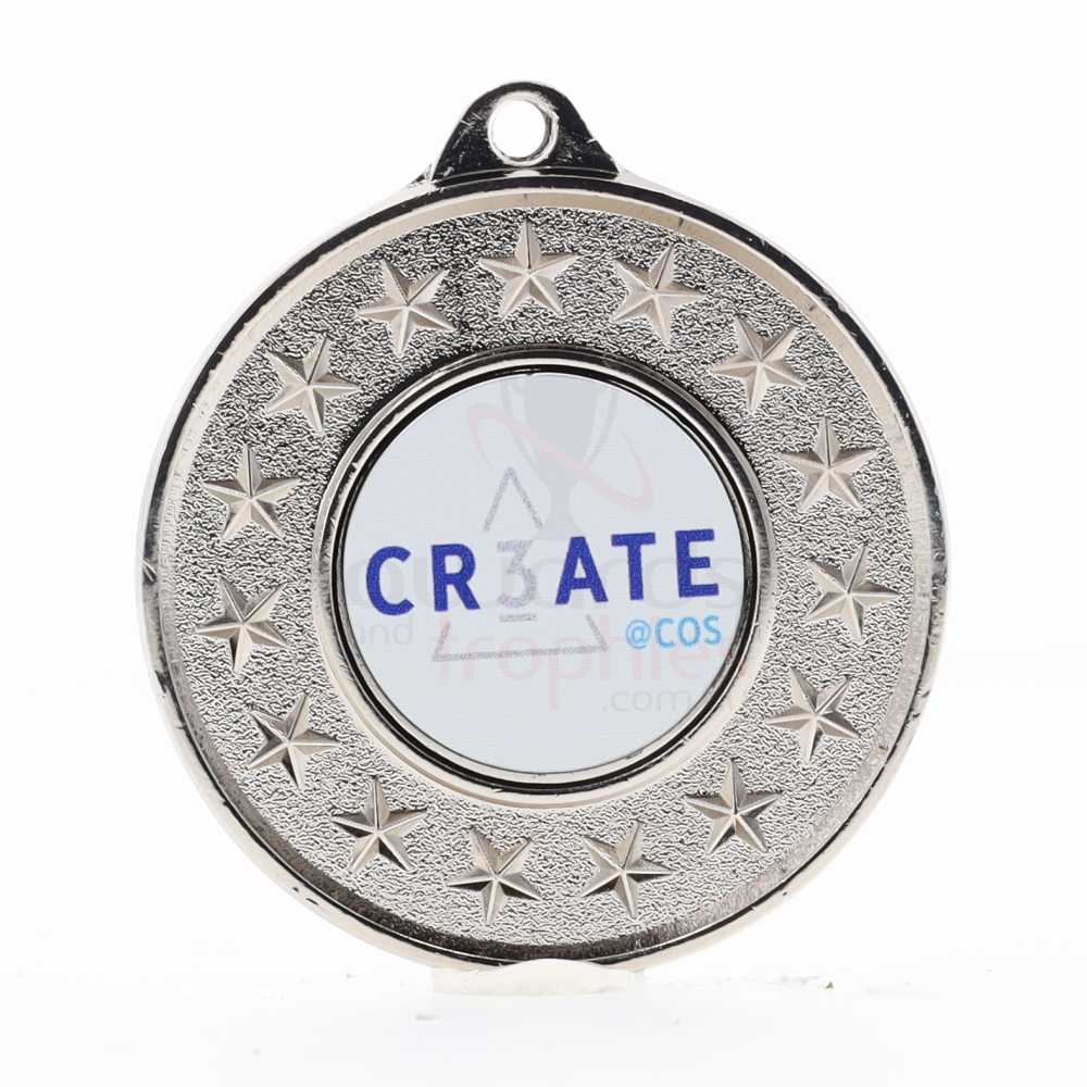 Personalised Starry Medal Silver 50mm