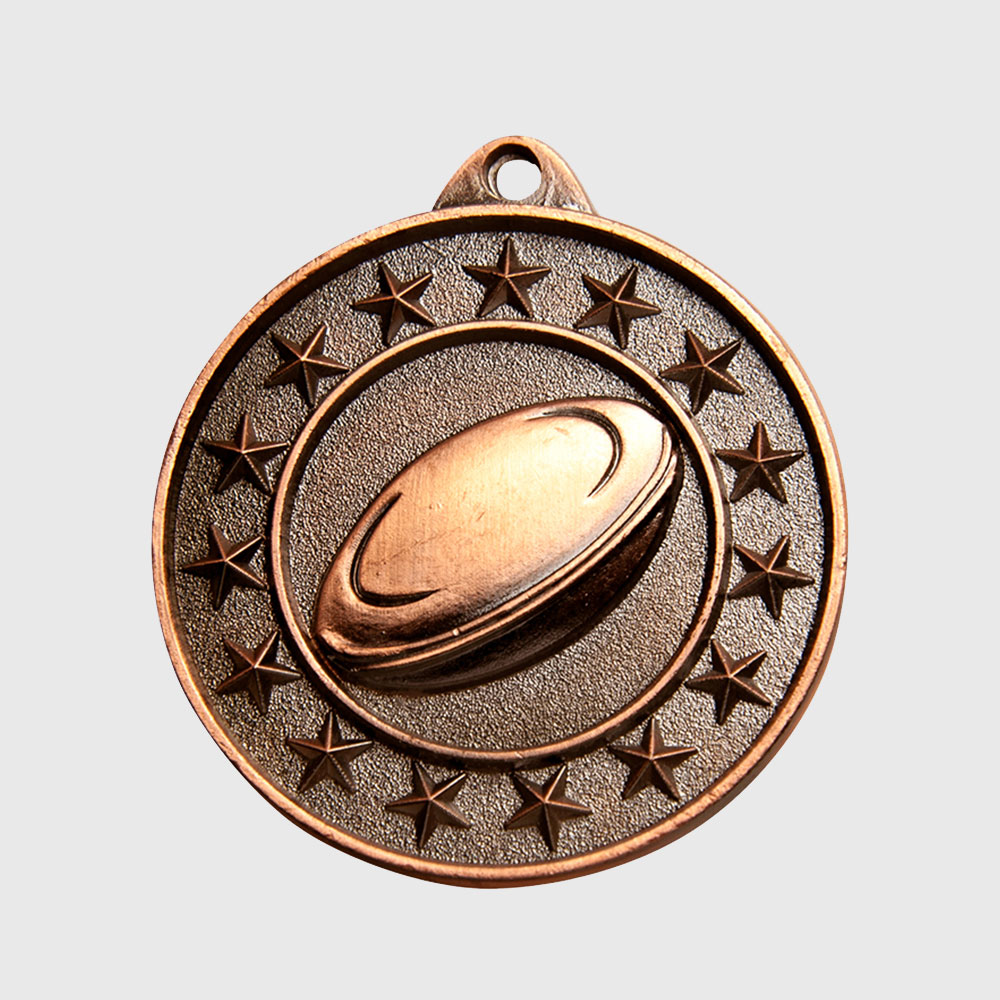 Rugby Starry Medal Bronze 50mm