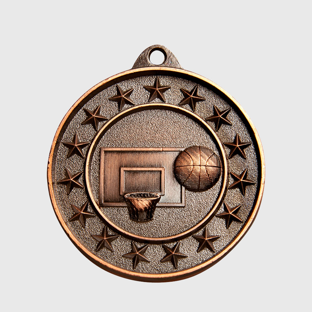 Basketball Starry Medal Bronze 50mm