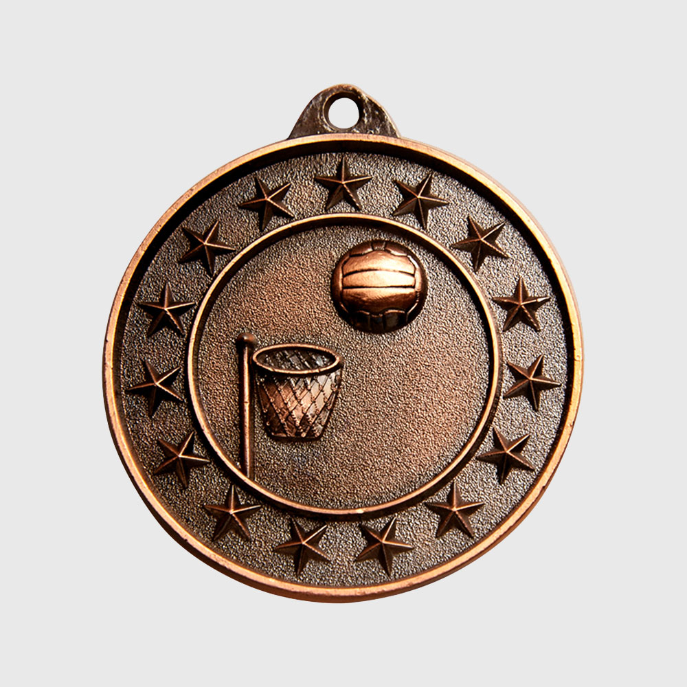 Netball Starry Medal Bronze 50mm